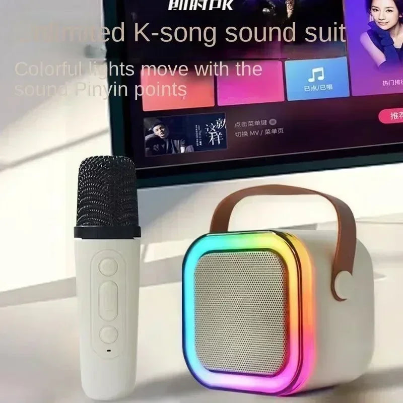 K12 Bluetooth Karaoke Machine Portable 5.3 PA Speaker System with 1-2 Wireless Microphones Home Family Singing Children's Gifts