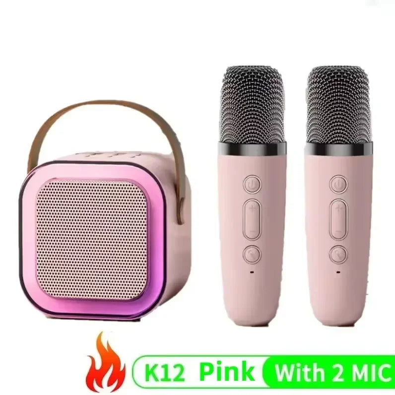 K12 Bluetooth Karaoke Machine Portable 5.3 PA Speaker System with 1-2 Wireless Microphones Home Family Singing Children's Gifts
