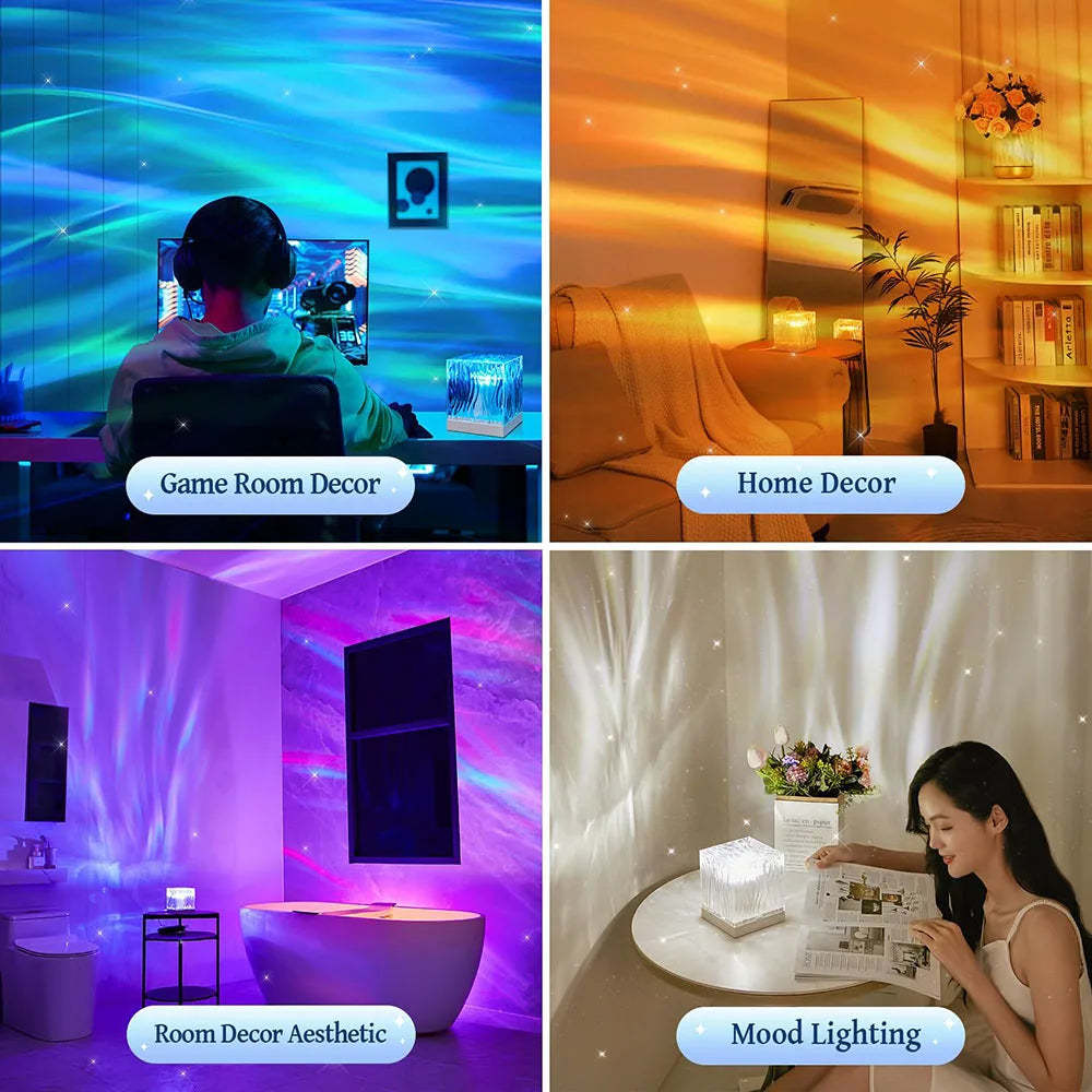 Northern Light & Ocean Projector Lamp – Create a Starry Sky Effect, Vibrant Lighting for Parties, Room Decor, and Unique Gift Ideas.