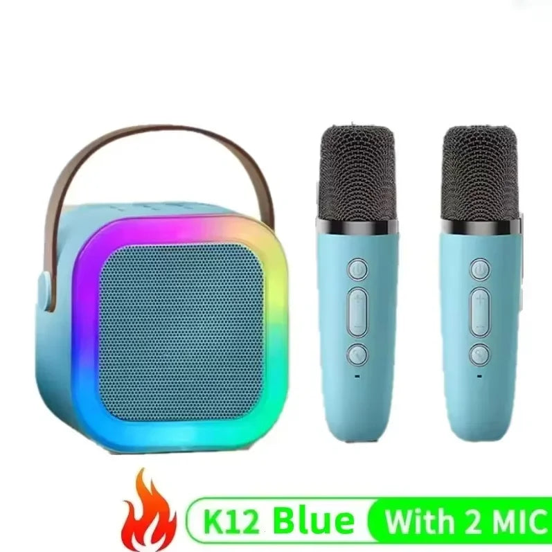 K12 Bluetooth Karaoke Machine Portable  5.3 PA Speaker System with 1-2 Wireless Microphones Home Family Singing Children's Gifts